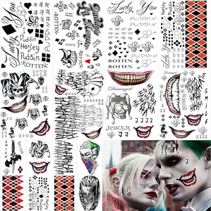16 Sheets Joker Tattoos, Harley Quinn Tattoos, Tattoos for Suicide Squad Perfect for Halloween, Costumes, Harley Quinn Accessories Party and Cosplay