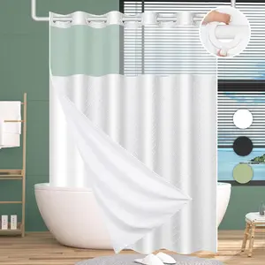 Solid Color Chevron Stripe Pattern Shower Curtain, 1 Count Waterproof Washable Bathroom Curtain, Bathroom Accessories for Home Hotel Decor