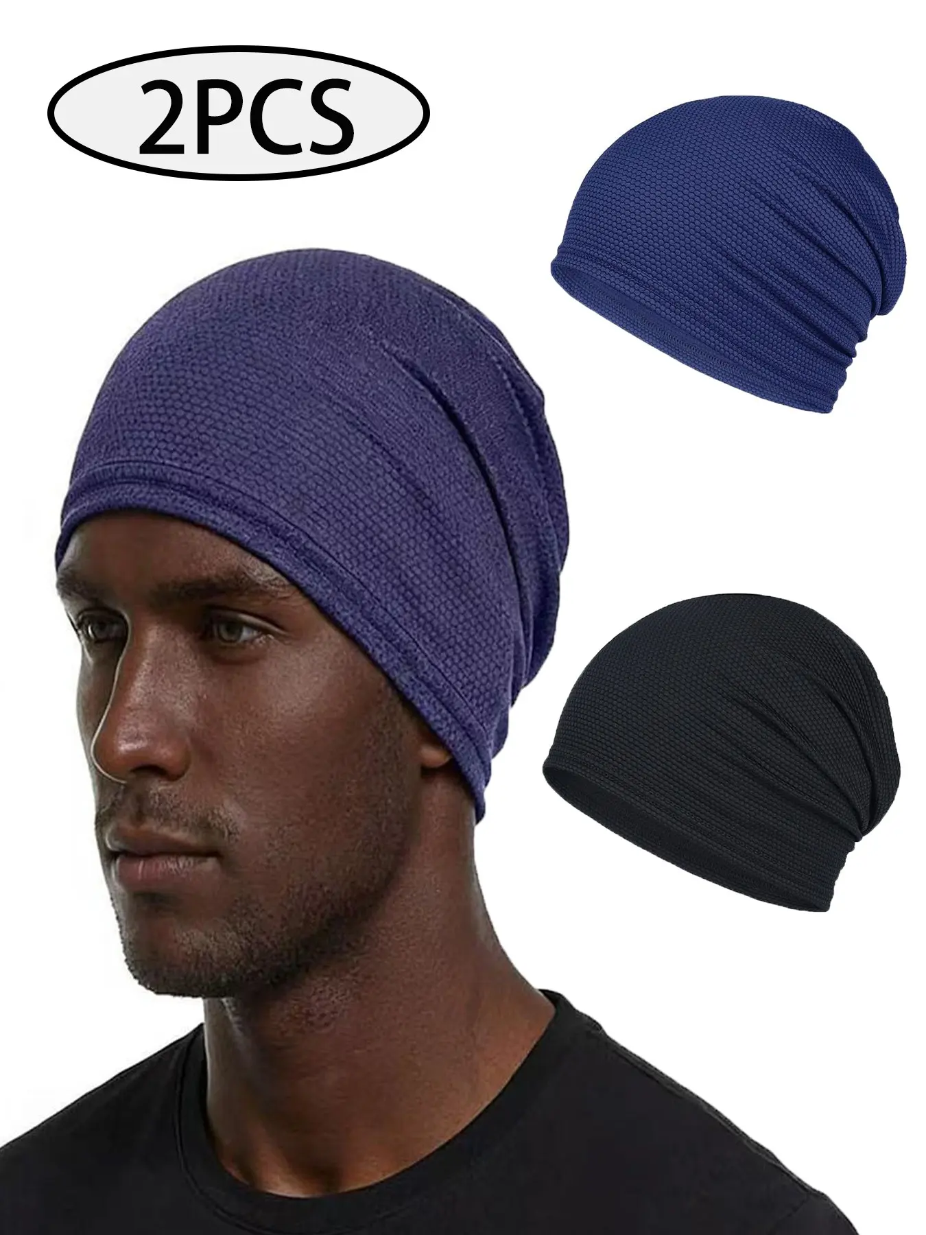 2pcs Cooling Skull Caps for Men & Women, Breathable 3D Mesh Running Caps, Fitted Hats, Workout Hat, Ideal for Cycling, Gym, and Summer Activities