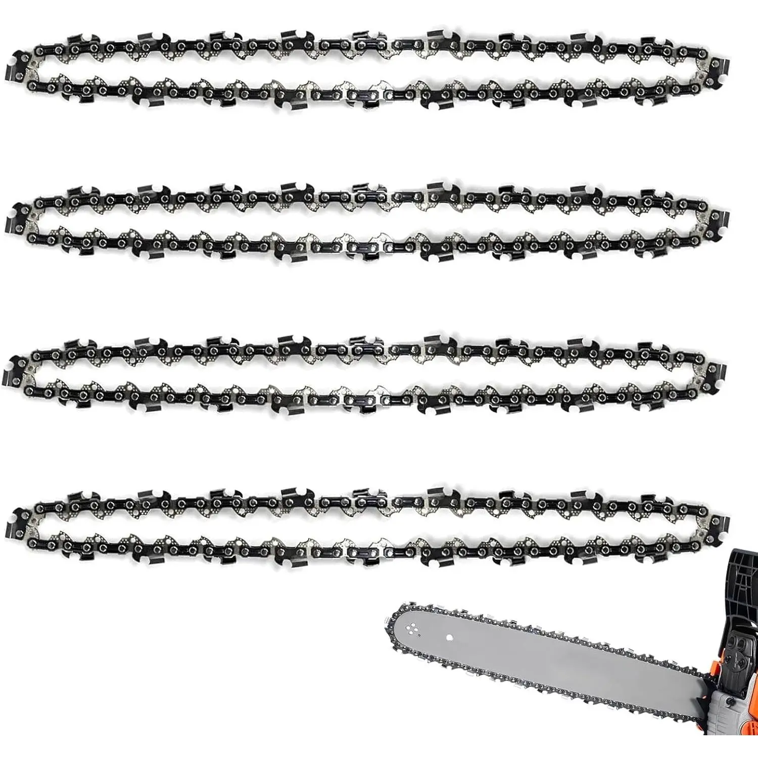 4 Pack  Chain 16 Inch 3/8" LP Pitch .043" Gauge 55 Drive Links Fits Stihl 61PMM355, MS 017, MS 170, MS 171, MS 180 C, Oregon 90PX055G