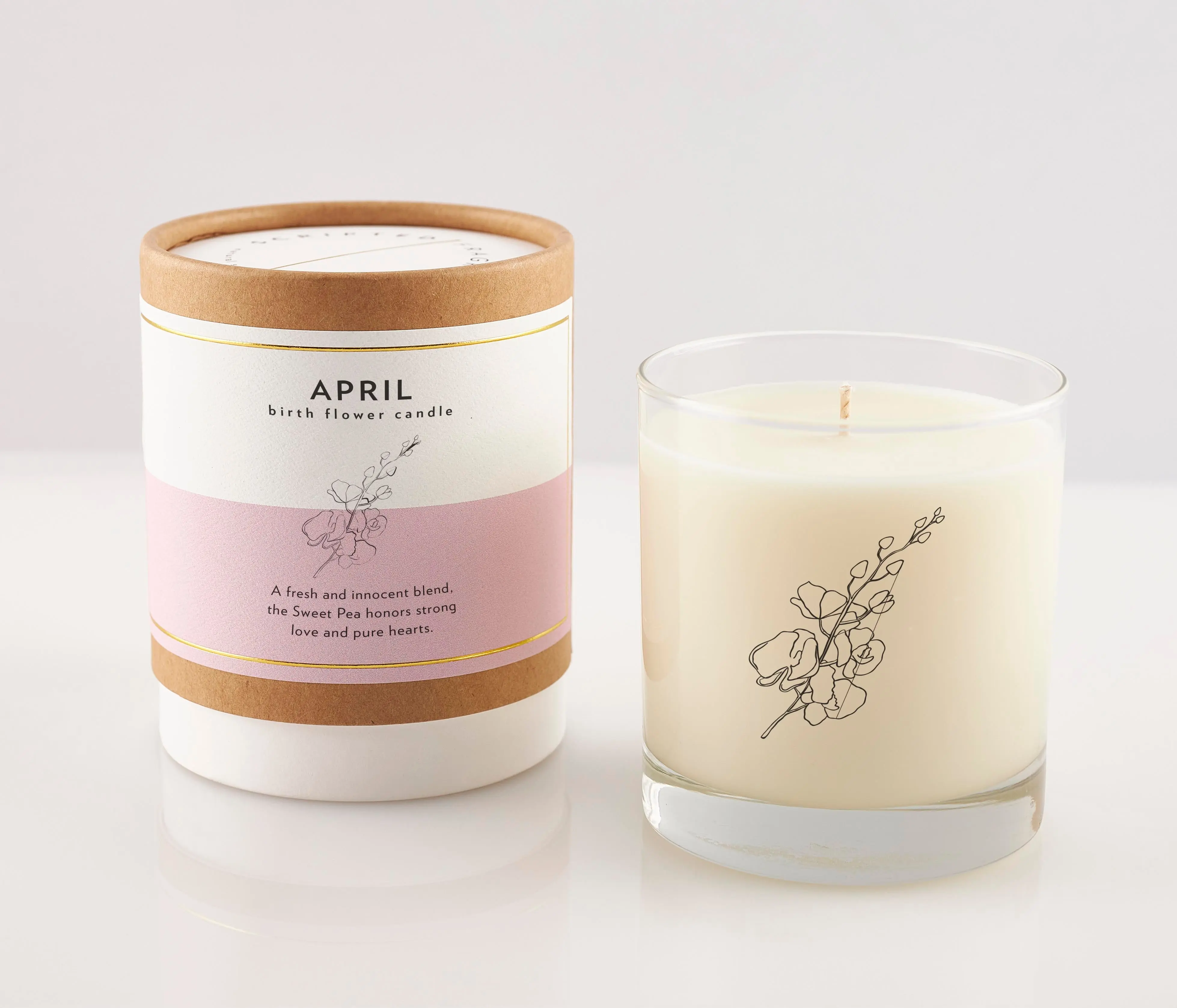 Birth Flower 100% Soy Candle in Reusable Drinking Glass | Mother's Day Gift for Home with Flower Decoration | Handmade with Cotton Wick