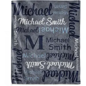 Personalized Baby Blankets for Boys, Custom Blanket with Name Flannel Toddler Throw Blanket Baby Essentials Personalized Gifts for Kids, Baby Newborn, Newmom, Adults