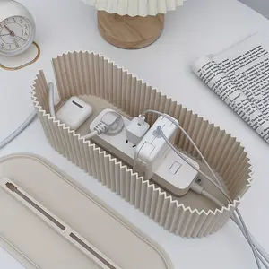 1 Piece Desktop Cable Organizer Box, Large Capacity Power Strip Storage Box, Cable Management Box with Lid, Space-Saving Fashion Accessory to Keep Your Desktop Tidy.