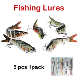 5 Pieces/set Fishing Lures Set With Box Multi Segments Jointed Hard Bait Wobblers Swimbait Crankbait Swim Bass For Pike Sinking