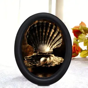 Vintage Luxury Gold Shell Pearl Decoration, European Classical Shell Art Painting, High-End Bedroom Entryway Desktop Wall Decor Ornament