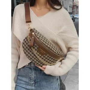 Fashionable Letter Pattern Fanny Pack, Casual PU Leather Zipper Chest Bag for Women, Trendy All-match Sling Bag for Daily Used