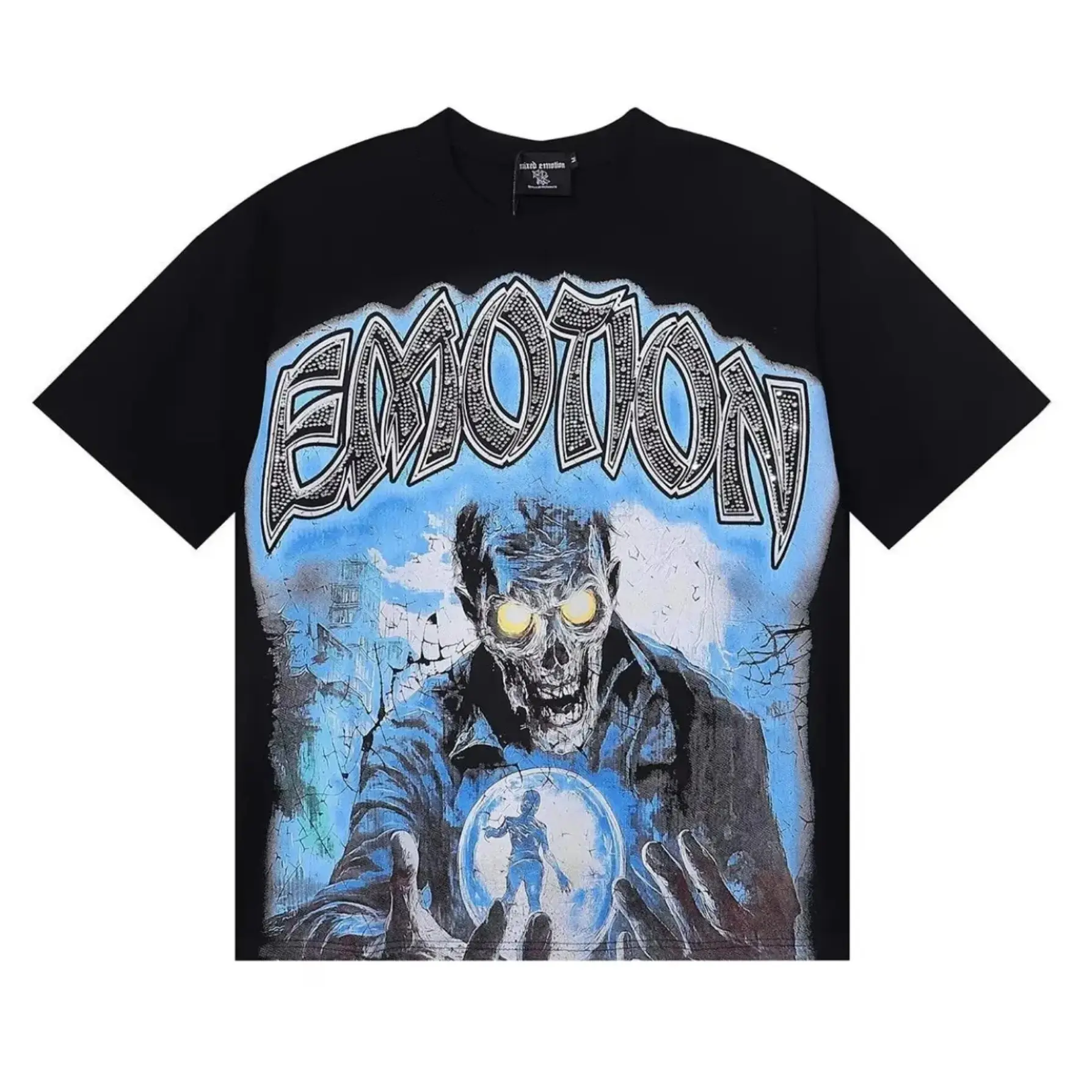 MIXED EMOTION Angel Kids Rhinestone Graphic T-Shirt 100% Pure Cotton Loose Oversized Y2K Hip Hop Diamond Crew Neck Short Sleeve Tee Summer Casual Festival Sports Top Men Women