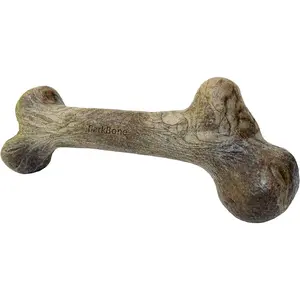 Professional title:  ```Nylon Dog Bone for Aggressive Chewers - Bacon Flavor - 8.5" - Dinosaur Barkbone```
