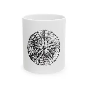 Sand Dollar Illustration Mug | Beach Seashell Coffee Cup