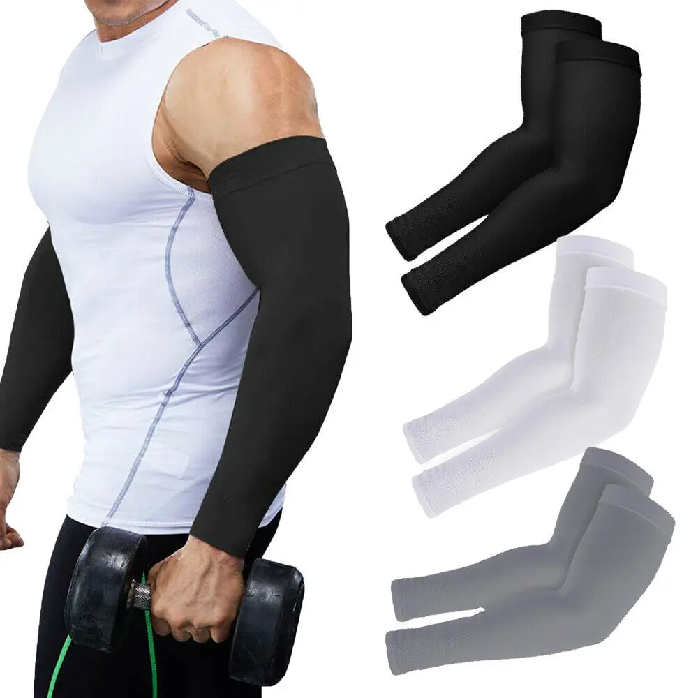 Cooling Ice Silk Arm Sleeves, UV Sun Protection Compression Sleeves, Breathable Outdoor Sports Arm Covers for Cycling, Driving, Golf, Running, Baseball & Fishing