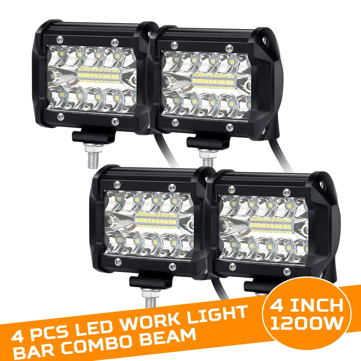 2/4PCS 4 Inch LED Spot Flood Off Road Lights, Super Bright Driving Fog Off Road Work Lights for Trucks Pickup Golf Cart SUV ATV UTV 4x4 Van Camper