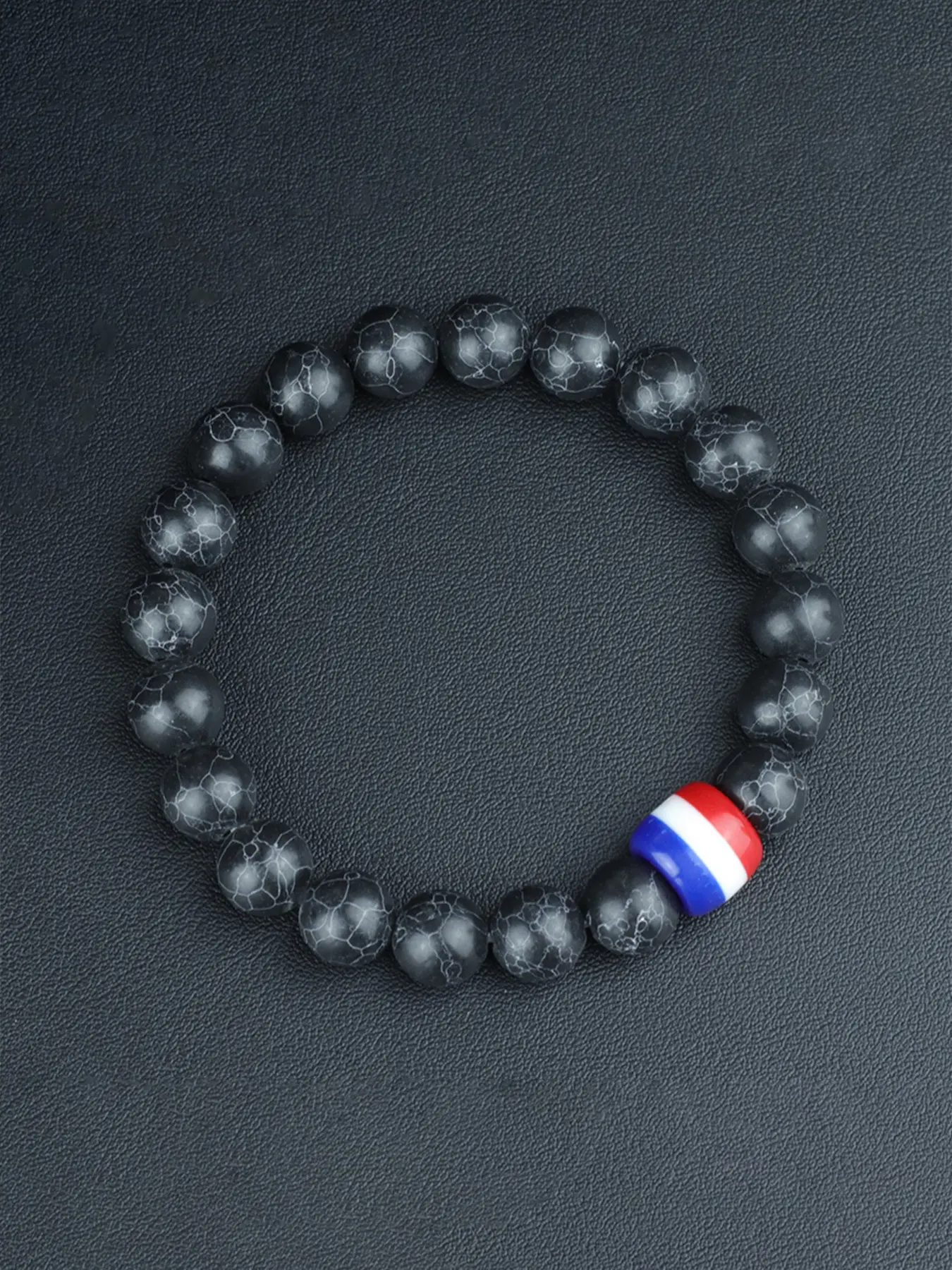 Men's Flag Color Beaded Bracelet, Handmade Ethnic Style Barrel Bead Tribal Armband, Daily Wear Gift Jewelry for Men