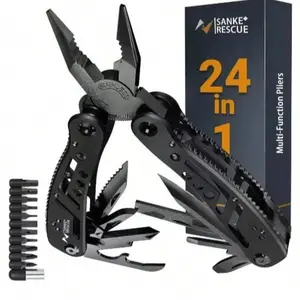 24-In-1 Multi-Purpose Universal Pliers, Durable Anti-Slip Maintenance Tool, Outdoor Tools, Wire Cutting Function, Ideal for Survival Camping Hunting, Stainless Steel