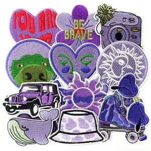 16PCS Iron On Embroidery Patches Cute Appliques Fashion Decorative Sew On Accessories Diy Custom Decoration for Clothing Denim Jackets Jeans Hats