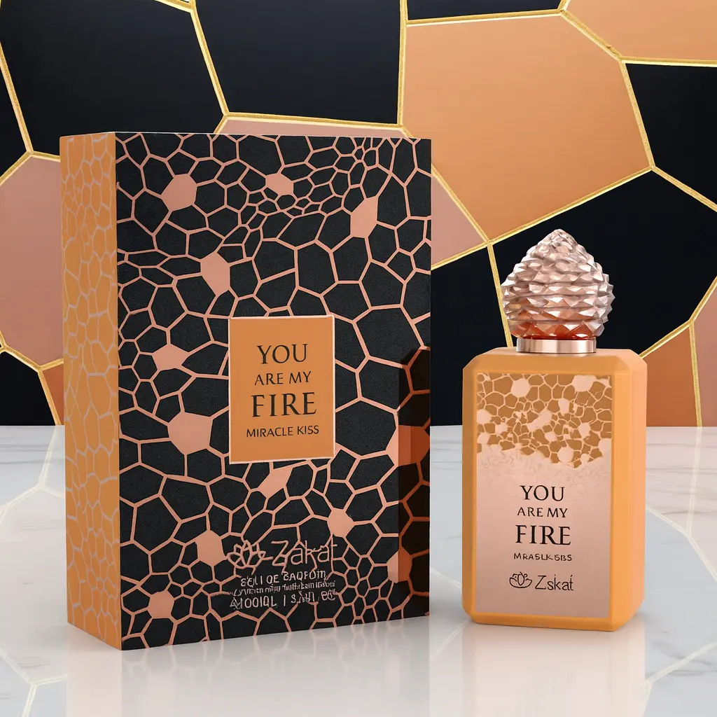 Zakat You Are My Fire Miracle Kiss Unisex Eau de Parfum Spray (3.4oz/100ML, 3 to 3.9 fl oz, Single Item) with Mango, Chamomile, Orange Blossom, Ylang Ylang, Amber, Fig, Vanilla, Siam Benzoin, Sandalwood Notes, Vanilla Perfume, 100Ml Perfume, 100 Ml Bottle