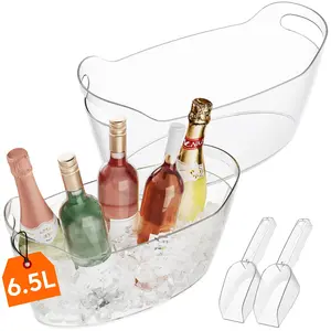 2 Pack Ice Buckets for Parties – 6.5L Drink Tub with 2 Scoops, Chiller for Champagne Beer Cocktail & Mimosa Bar, Perfect for Wedding Backyard Outdoor Events