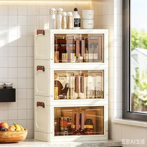 Foldable 3-Layer Storage Cabinet, Dark Color Option, 2 Total Available Colors (Home Organizer Storage Bin)