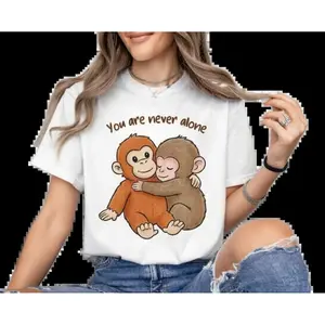 Punch Monkey Shirt, Cute Baby Monkey with Plush Toy Shirt, Emotional Gift for Animal Lovers
