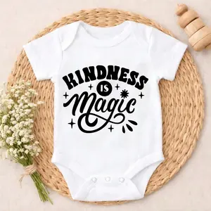 Baby Bodysuit Kindness Is Magic Print 100% Pure Cotton Gentle On Skin Snap Closure Breathable Perfect For Gifting & Everyday