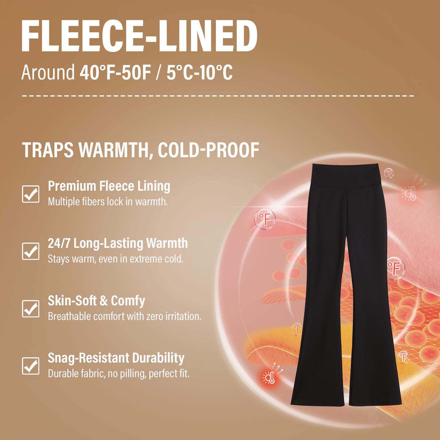 Womens Thermal FLeece Lined Genuwii Leggings for Cold Winter Warm, High Waist Flared Leg Women's Cozy Workout Wear Fleece Pants for Yoga Riding Casual Everyday Wear Ladies Bottoms for Autumn/Winter Going Out Bottoms【TikTokShopBlackFriday】