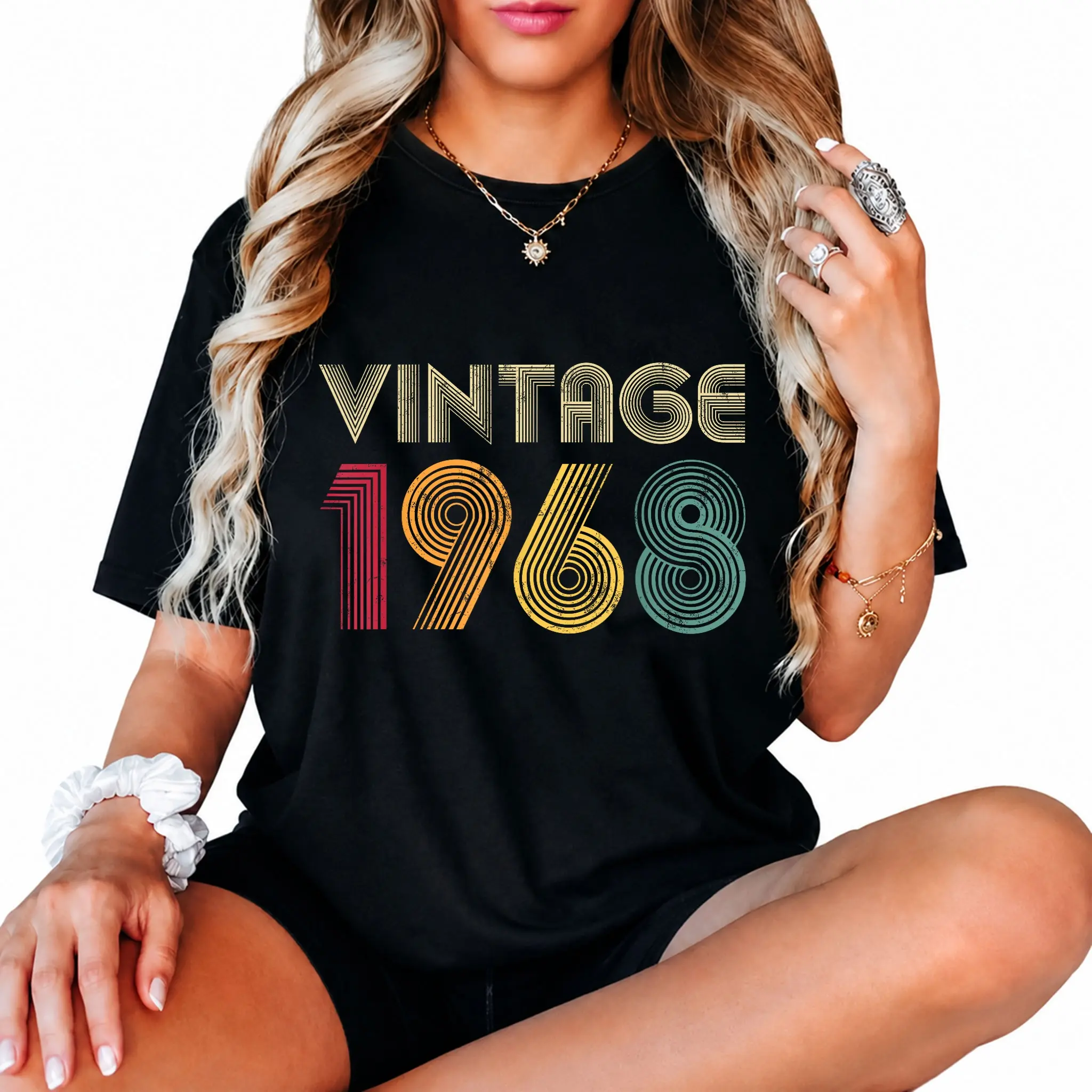 Casual Graphic T-Shirt for Men and Women, Vintage 1968 Cotton Funny 56th Birthday Gift for Everyday Wear, Top, Tshirt, Shortsleeve, Clothes