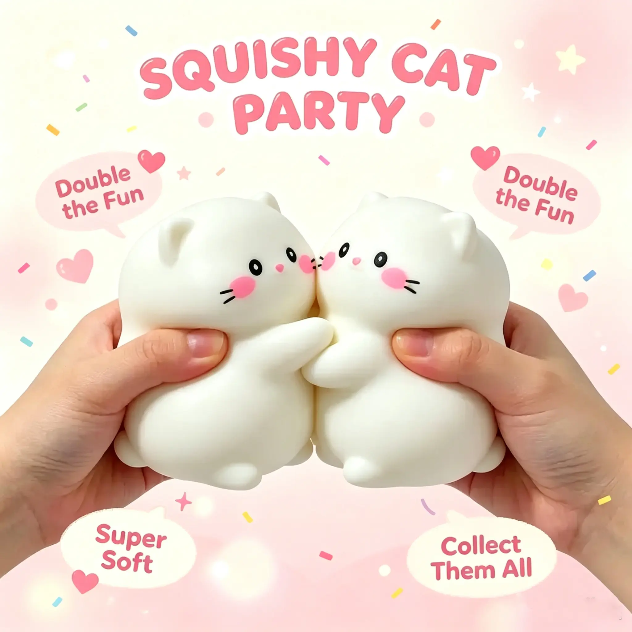 Brick‑Filled Kawaii Squishy Cat Mochi Fidget Toy Set, Slow‑Rebound Soft Squeeze Sensory Toy, Satisfying ASMR Stress Relief Squishy Cat, Fun Party Favors & Holiday Gifts for Kids