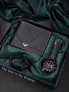 Men's Quartz Wristwatch Set, Analog Display, Zinc Alloy Case, Perfect Gift for Valentine's Day & Graduation, Daily Wear Accessory