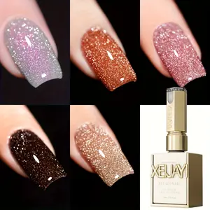XEIJAYI Photo Frame Bottle — Powdered Glitter Rhinestone Gel Nail Polish Set, 5 Colors — Ultra-Sparkly, Trendy Salon Art Gel, Shiny Glossy Finish, Brilliant Reflective Shine, for DIY Nail Design