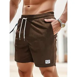 Men's Corduroy Solid Color Simple Drawstring Slip Pocket Casual Fashion Daily Commute Versatile Summer New Trend Shorts Polyester Menswear