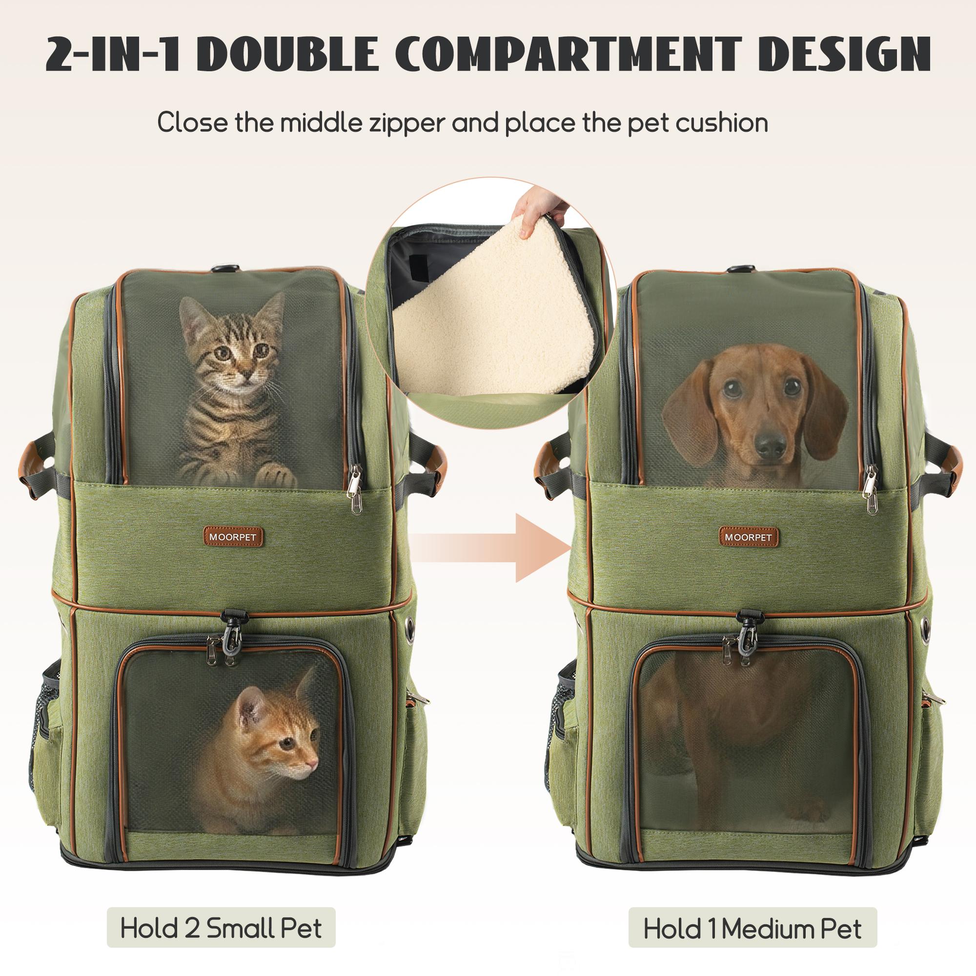 2-Tier Rolling Pet Carrier for Cats & Small Dogs, Double-Decker Luggage-Style Travel Crate with 5 Silent Wheels, Built-in Leash, 2 Removable Mats, Breathable Mesh, Telescopic Handle, Multiple Storage Pockets, Perfect for Travel,   Pet Adventure Gear