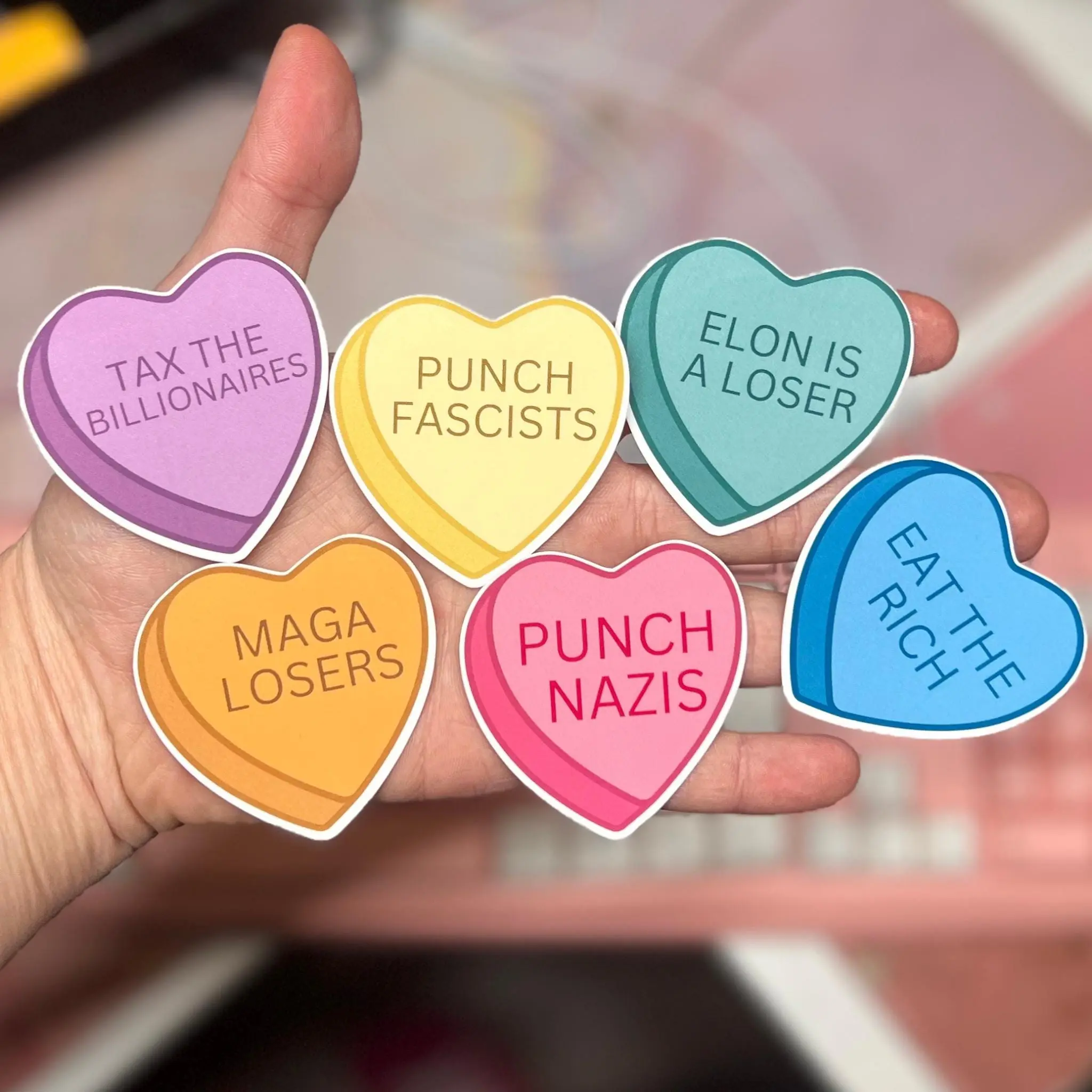 Anti Trump Heart Sticker Pack – Glossy (6–100 pc)