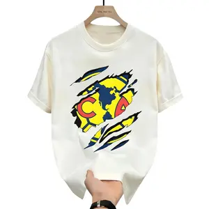 100% Cotton High Quality America Club T-shirt - Short-sleeved Round Neck with Thematic Text, Casual Printed Design, Perfect for Football Lovers, Vintage-style Cotton Tee for Men, Soft and Comfortable Streetwear Crewneck Tshirt Shortsleeve