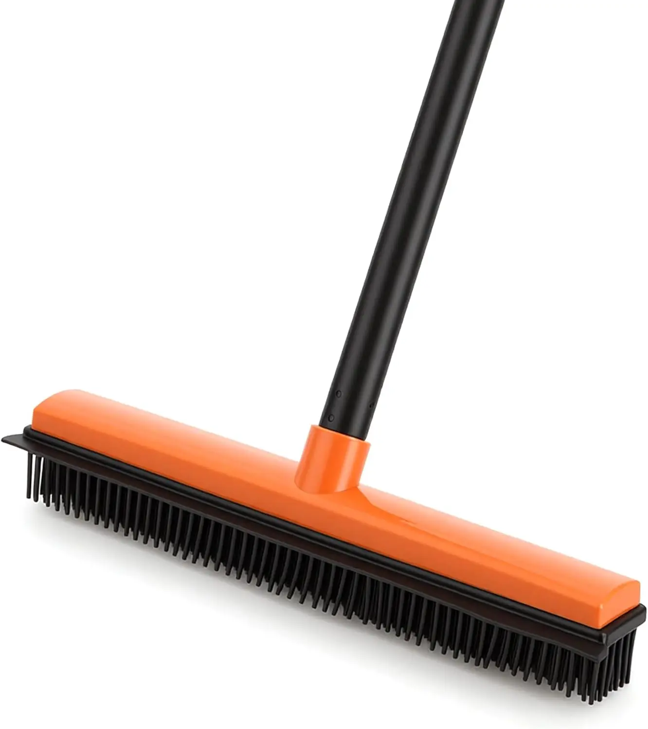 Rubber Broom for Pet Hair on Carpet & Stairs, Adjustable Long Handle Rubber Broom & Squeegee, Pet Hair Remover Tool for Hardwood Tile Floors, Dog Cat Hair Broom