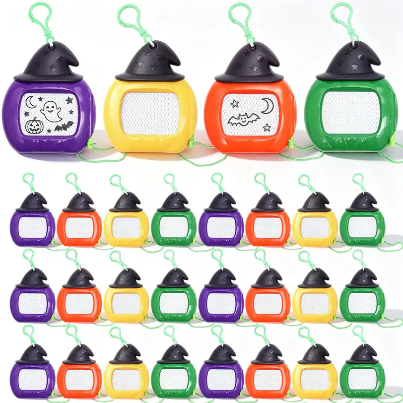 12/24/36 Pack Halloween Gifts Mini Magnetic Drawing Board with Hat Pumpkin, Mulitcolor Erasable Keychain Drawing Pad for Students, Writing Pad for Halloween Party Favors Classroom Prize Goodie Bag Stuffers