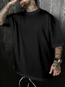 Men's Plain Casual Street Style T-Shirt, Short Sleeve Round Neck, Loose, Breathable and Fitted, Fashion Versatile Wear, 10 Colors Available