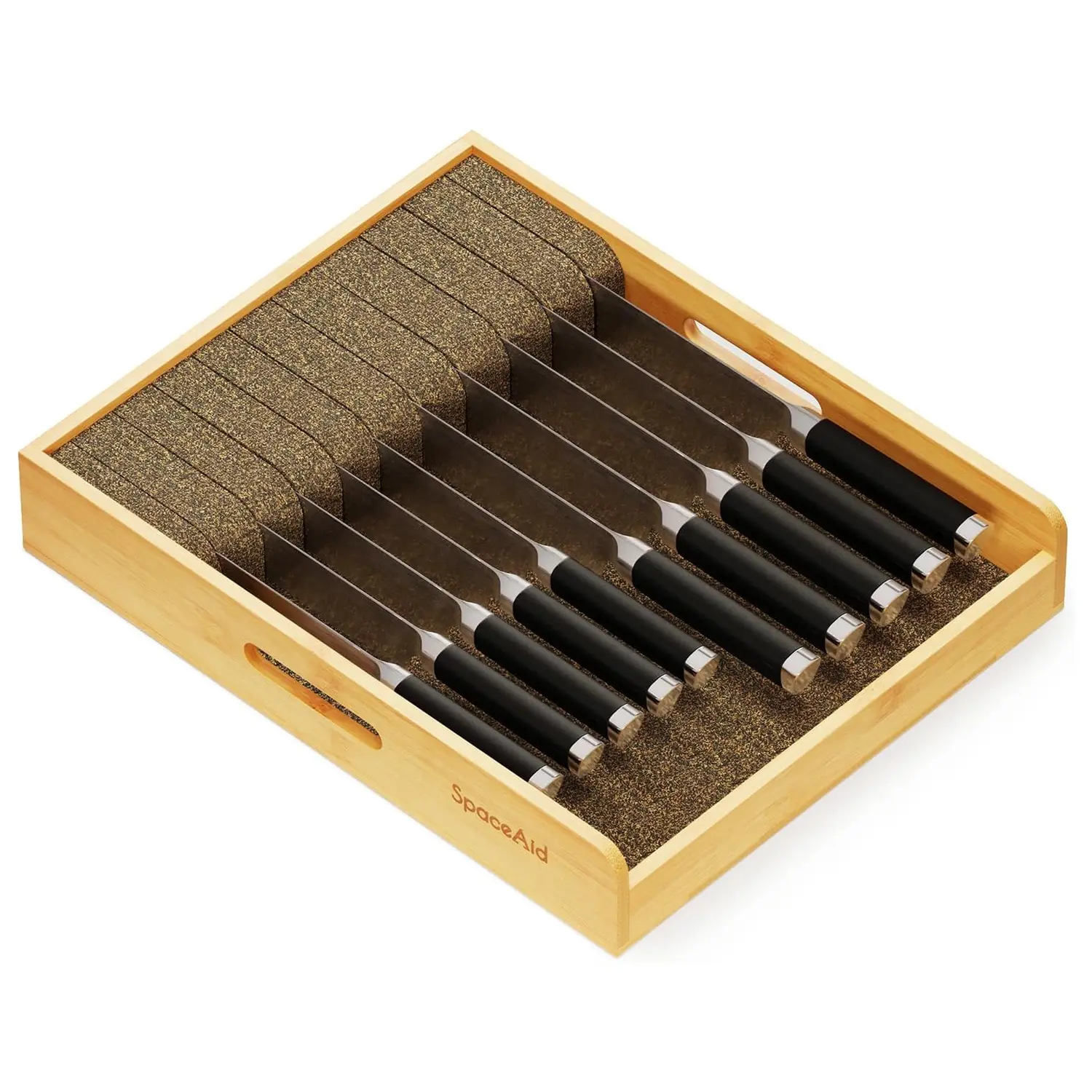 Large Bamboo In Drawer Knife Organizer, 12"W Large Bamboo In Drawer Knife Organizer, 12"W
