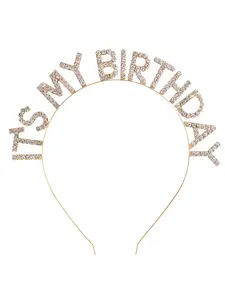 1 PC Fashionable And Trendy English Letters IT'S MY BIRTHDAY Rhinestone Birthday Party Headpiece Bling Hair Headband Hair Accessories