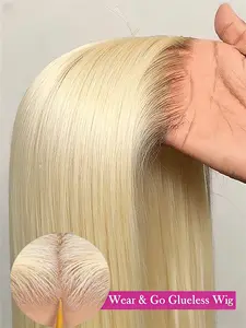 613 Blonde Straight Wig HD Lace Front Wigs Blonde Color Wig Brazilian Human Hair Pre Plucked Hairline Glueless Wigs For Women 5x5 HD Lace Closure Wigs Human Hair Wigs 150% Density Pre Bleached Knots & Natural Hairline
