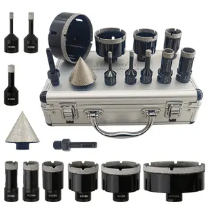 11PCs Diamond Core Drill Bit ,6/8/10/20/25/35/50/65/100mm Drill Bits & 2"(50mm) Beveling Chamfer Bit & 1Pc Adapters,5/8-11 Thread.free ship tilesaw tiles tools, angle grinder tool home repair
