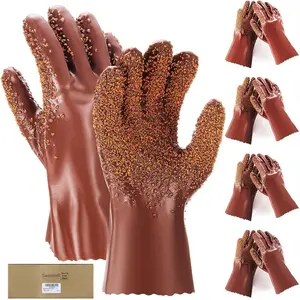 4 Pairs Sewer Snake Gloves Non-Reusable PVC Abrasion Resistant Waterproof Safety Plumbing Gloves for Men Women 10.2 Inches Long 4.3 Inches Wide