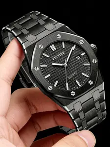 Men's Quartz Watch, Luxury Timepiece, Fashionable Wristwatch, Durable Design, Perfect Gift, Daily Use Essential, Analog Face, Zinc Alloy Case, Button Cell Battery