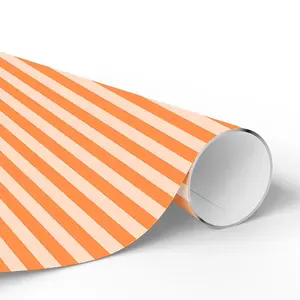 Chic Orange Wrapping Paper, Modern Gift Wrap, Striped Paper Roll, Birthday, Shower, Holiday, Eco-Friendly, Artful Designs