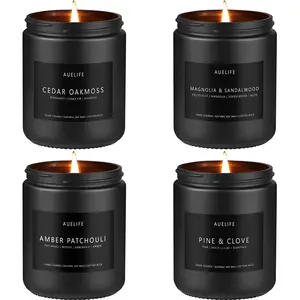 Scented Candles Set | Gifts for Men - Men Candles Set, Masculine Candle, Soy Candles for Home Scented - 4 Pack Candles Scents of Pine&Clove/Cedar Oakmoss/Patchouli/Sandalwood