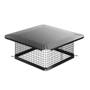 VIVOHOME Chimney Cap, Square Chimney Cover, Galvanized Steel Fireplace Flue Lid for Outside, Black Chimney Rain Caps with Single Bolt-on