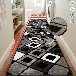 Crystal Velvet European Style Colorblock Xmas Rug, Large Welcome Mat, Washable Hallway Runner, Outdoor Patio Rug, Modern Geometric Rug, Camping Picnic Decor