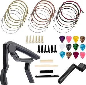 48 PCS Guitar Accessories Kit, Acoustic Guitar Changing Tool, Including Acoustic Strings, Guitar Picks, Capo, String Winder, Bridge Pins, Pin Puller