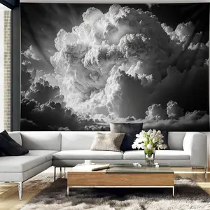 1 Piece Cloudy Day Tapestry, Large Size Peach Light Beige Photo Background, Beautiful Hanging Tapestry for Bedroom Office Living Room Home Decoration, with Free Accessories