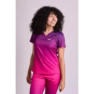Mary K Two Tone Three Pocket Scrub Top