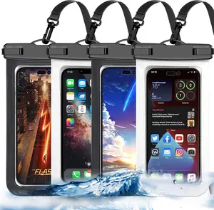 4 Pack Black White Universal Waterproof Phone Pouch, Large Phone Waterproof Case Dry Bag,Protection Level: IP68,Outdoor Sports for Apple iPhone,Samsung,and More,(Fits Up to 8.3”),Black,White