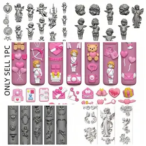 3D Nail Art Silicone Mold, Angel Cherub Cupid Love Heart Lover Design Fimo Mould, DIY Decoration for False Tips, Resin Epoxy Acrylic Craft Making Supplies